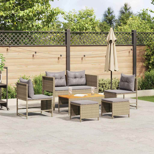 Vidaxl tuinbankenset 6 st beige en licht grijs poly rattan