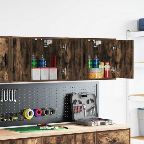 Vidaxl garagewandkasten 2 st spaanplaat gerookt eikenhout