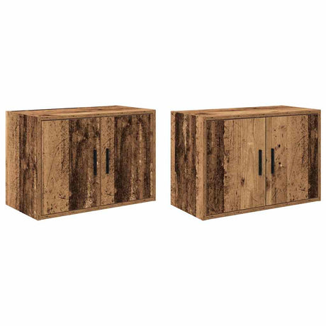 Vidaxl garage wandkasten 2 st bewerkt hout oud hout