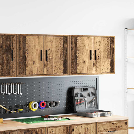 Vidaxl garage wandkasten 2 st bewerkt hout oud hout