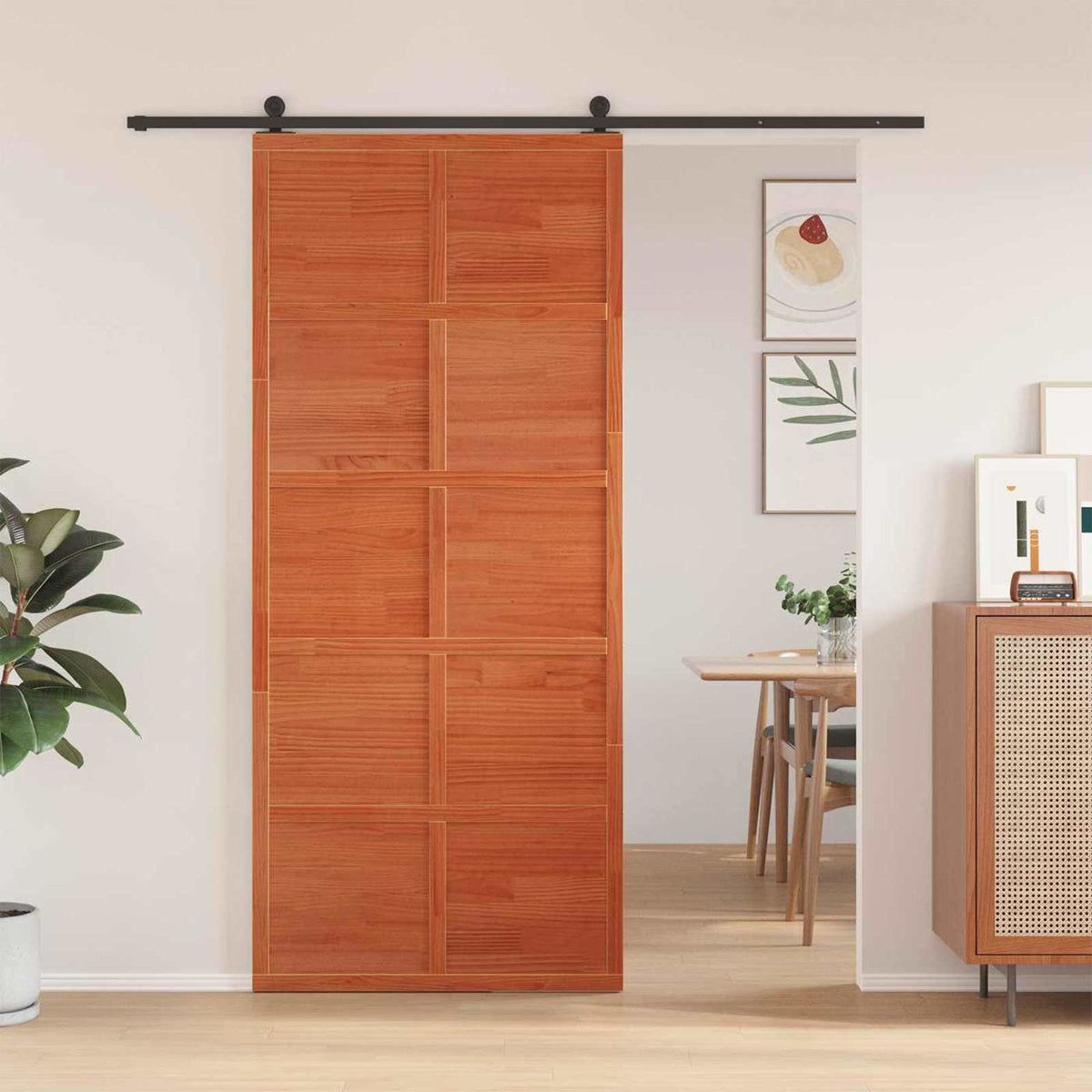 Vidaxl schuifdeur wasbruin 90 x 208 cm massief grenenhout