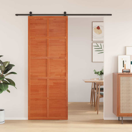 Vidaxl schuifdeur wasbruin 80 x 208 cm massief grenenhout