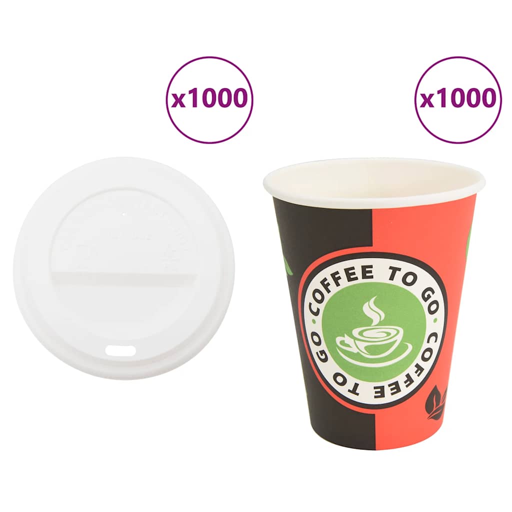 Vidaxl papieren koffiekopjes met deksel 1000 st 4oz 100 ml