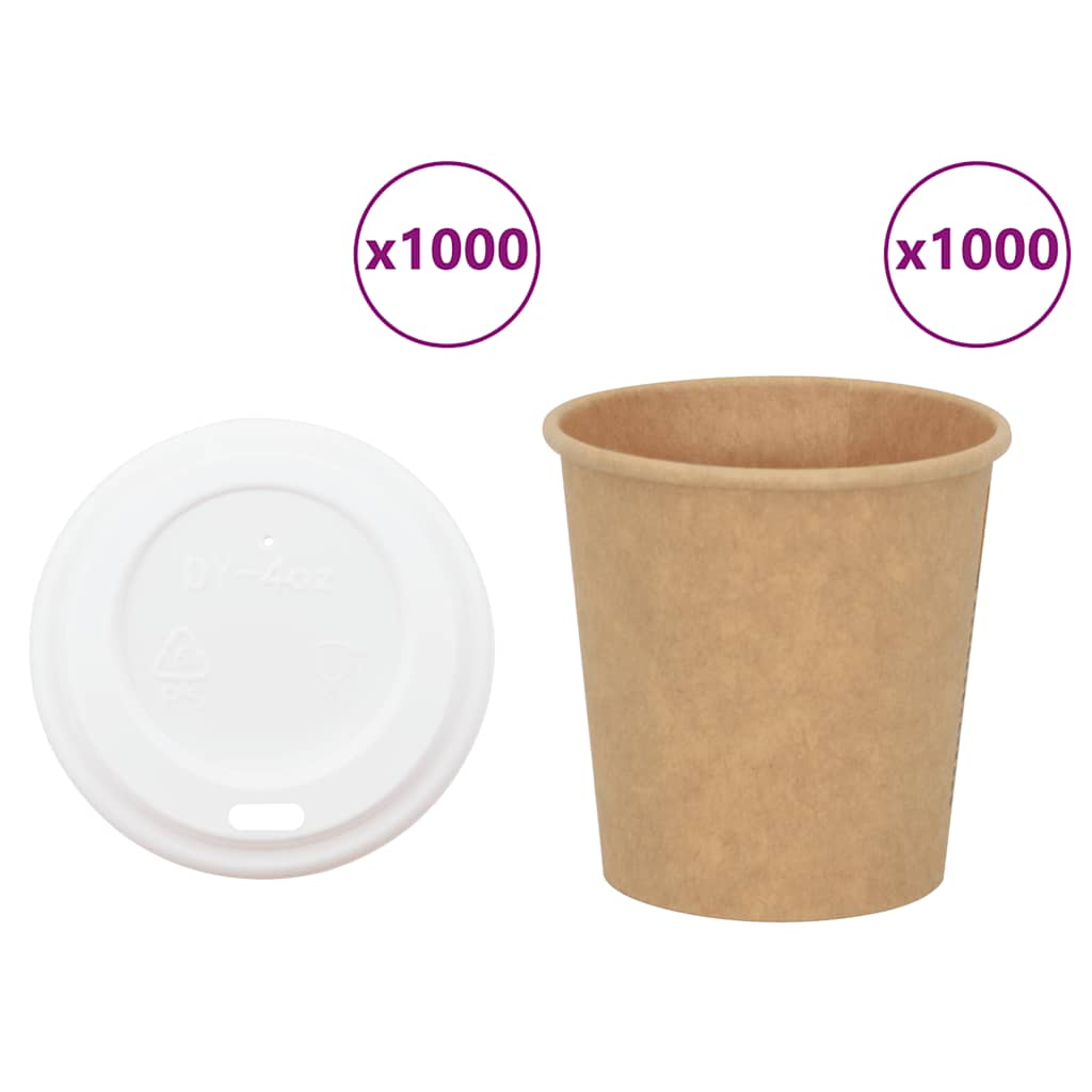 Vidaxl papieren koffiekopjes met deksel 1000 st 4oz 100 ml