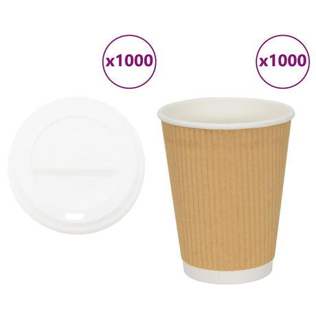 Vidaxl papieren koffiekopjes met deksel 1000 st 12oz 300 ml