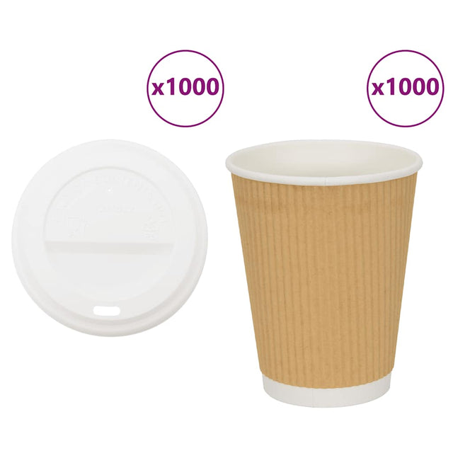 Vidaxl papieren koffiekopjes met deksel 1000 st 16oz 400 ml