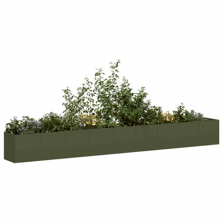 Vidaxl plantenbak 360x40x40 cm koudgewalst staal olijfgroen