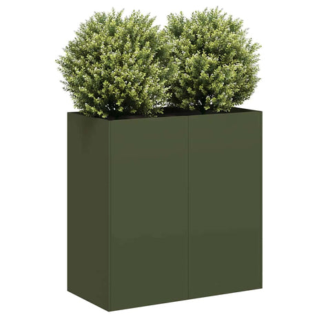 Vidaxl plantenbak 40x40x80 cm koudgewalst staal olijfgroen