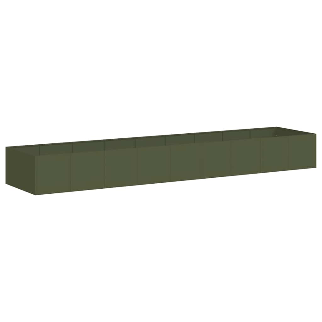 Vidaxl plantenbak 360x80x40 cm staal olijfgroen