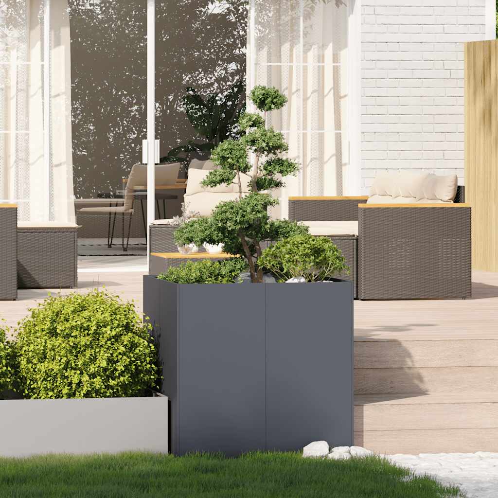 Vidaxl plantenbak 80x80x80 cm staal antracietkleurig