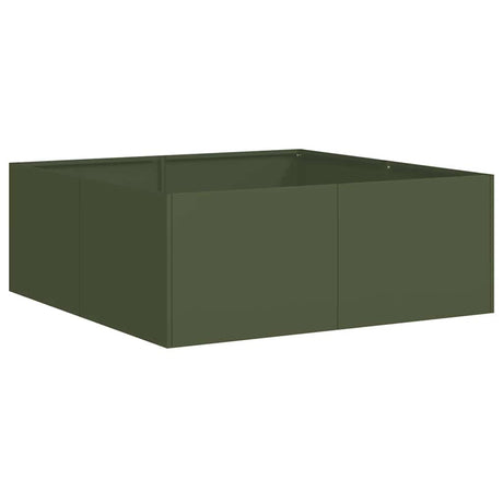 Vidaxl plantenbak 80x80x30 cm staal olijfgroen