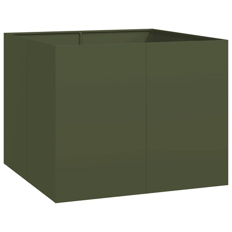 Vidaxl plantenbak 100x100x80 cm staal olijfgroen