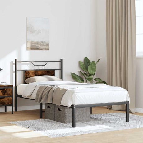Vidaxl bedframe zonder matras hout gerookt eikenkleurig 75x190 cm