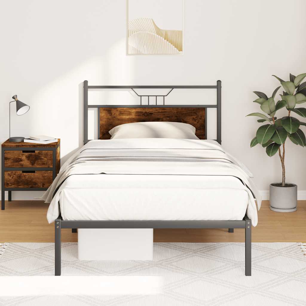 Vidaxl bedframe zonder matras hout gerookt eikenkleurig 100x200 cm