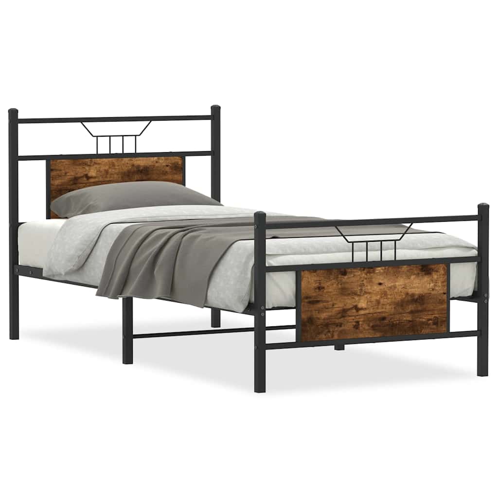 Vidaxl bedframe zonder matras hout gerookt eikenkleurig 90x200 cm