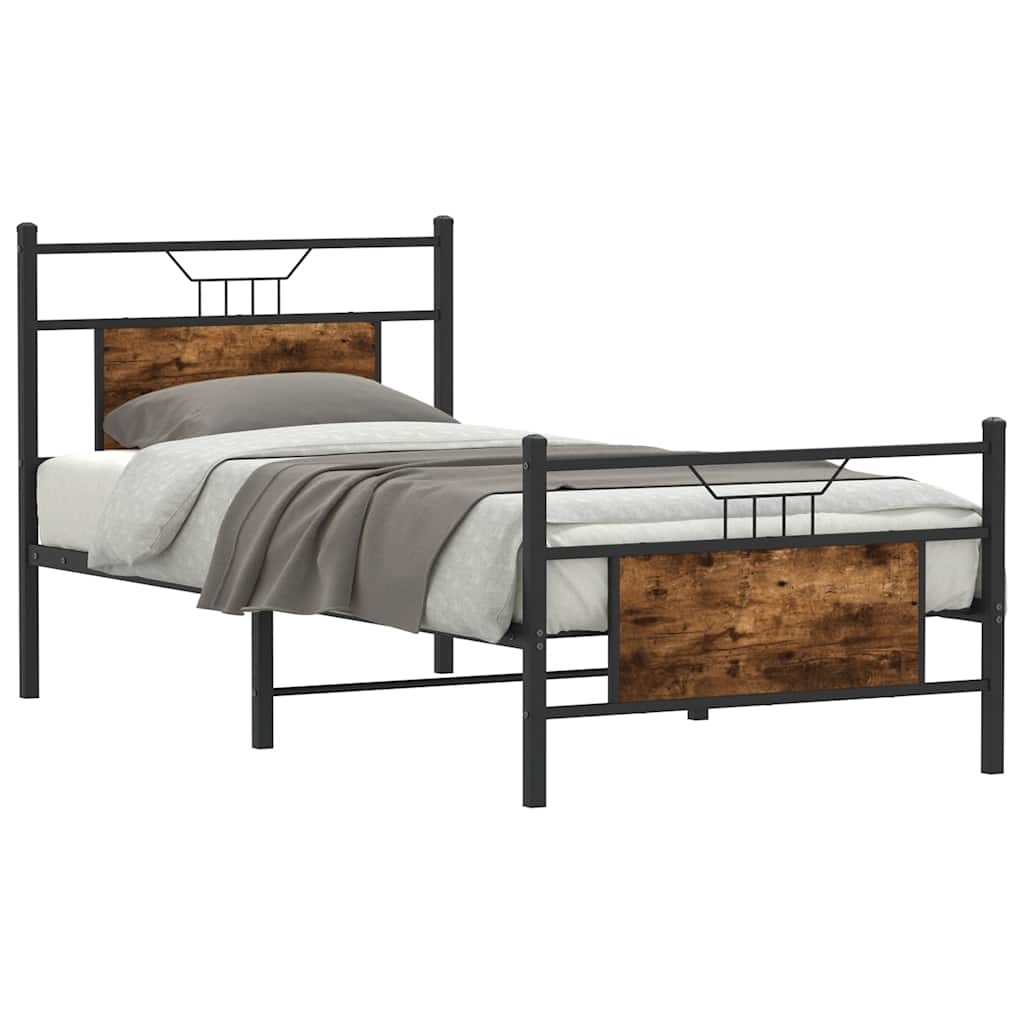 Vidaxl bedframe zonder matras hout gerookt eikenkleurig 90x200 cm