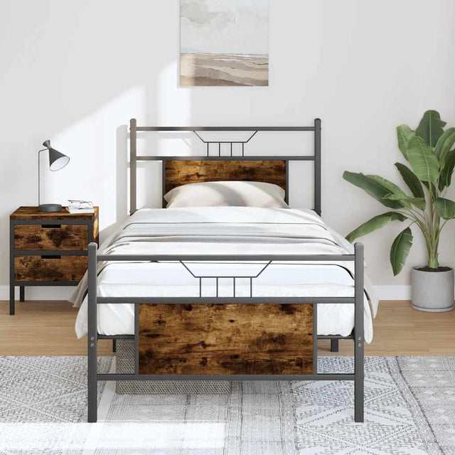 Vidaxl bedframe zonder matras hout gerookt eikenkleurig 90x200 cm