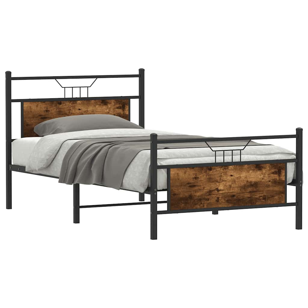 Vidaxl bedframe zonder matras hout gerookt eikenkleurig 100x190 cm