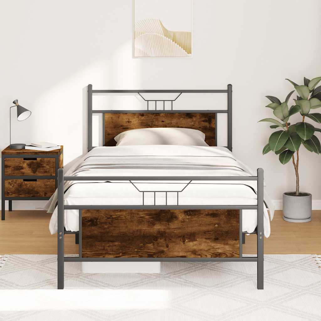 Vidaxl bedframe zonder matras hout gerookt eikenkleurig 100x190 cm