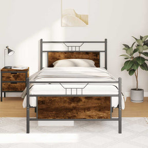 Vidaxl bedframe zonder matras hout gerookt eikenkleurig 100x190 cm