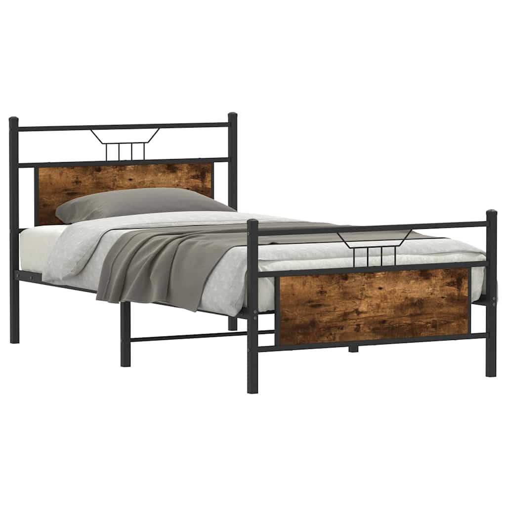 Vidaxl bedframe zonder matras hout gerookt eikenkleurig 100x200 cm