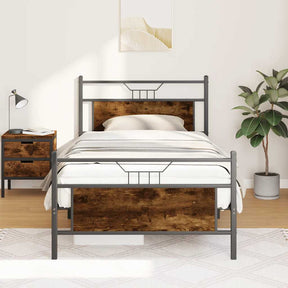 Vidaxl bedframe zonder matras spaanplaat gerookt eikenkleurig