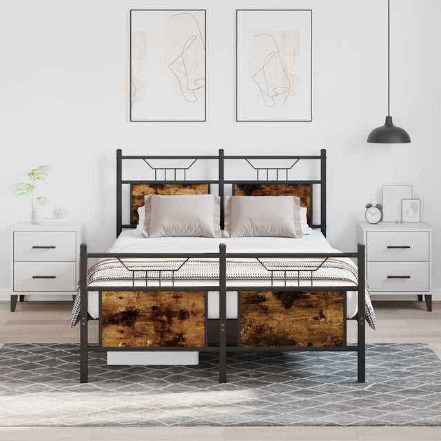 Vidaxl bedframe zonder matras hout gerookt eikenkleurig 120x190 cm