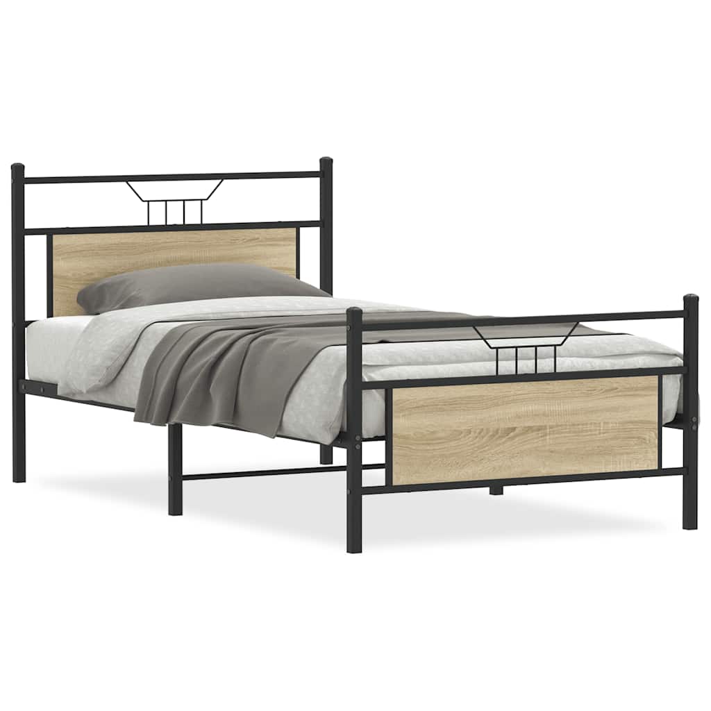 Vidaxl bedframe zonder matras 107x203cm spaanplaat sonoma eikenkleurig