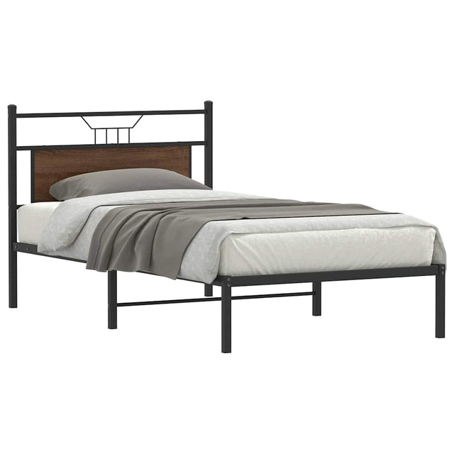 Vidaxl bedframe zonder matras bewerkt hout bruin eikenkleur 100x190 cm