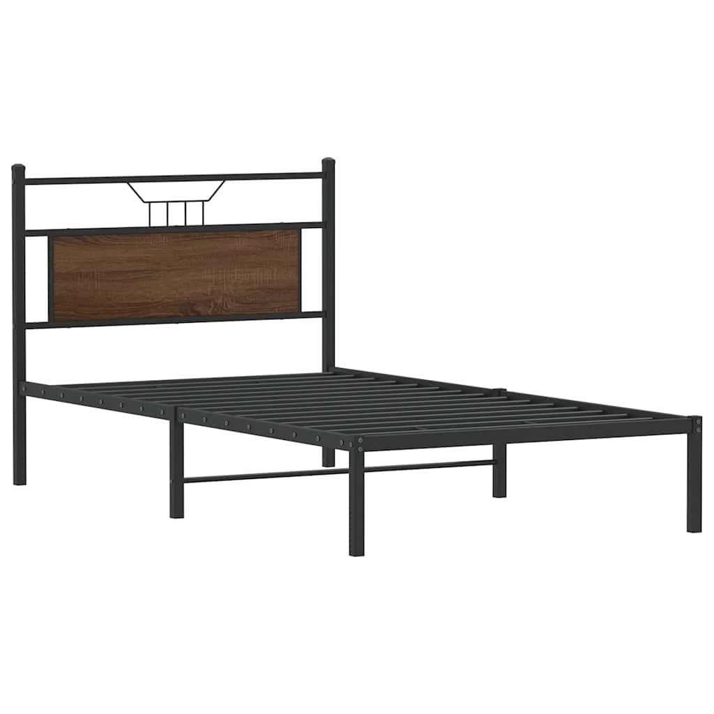 Vidaxl bedframe zonder matras bewerkt hout bruin eikenkleur 100x200 cm