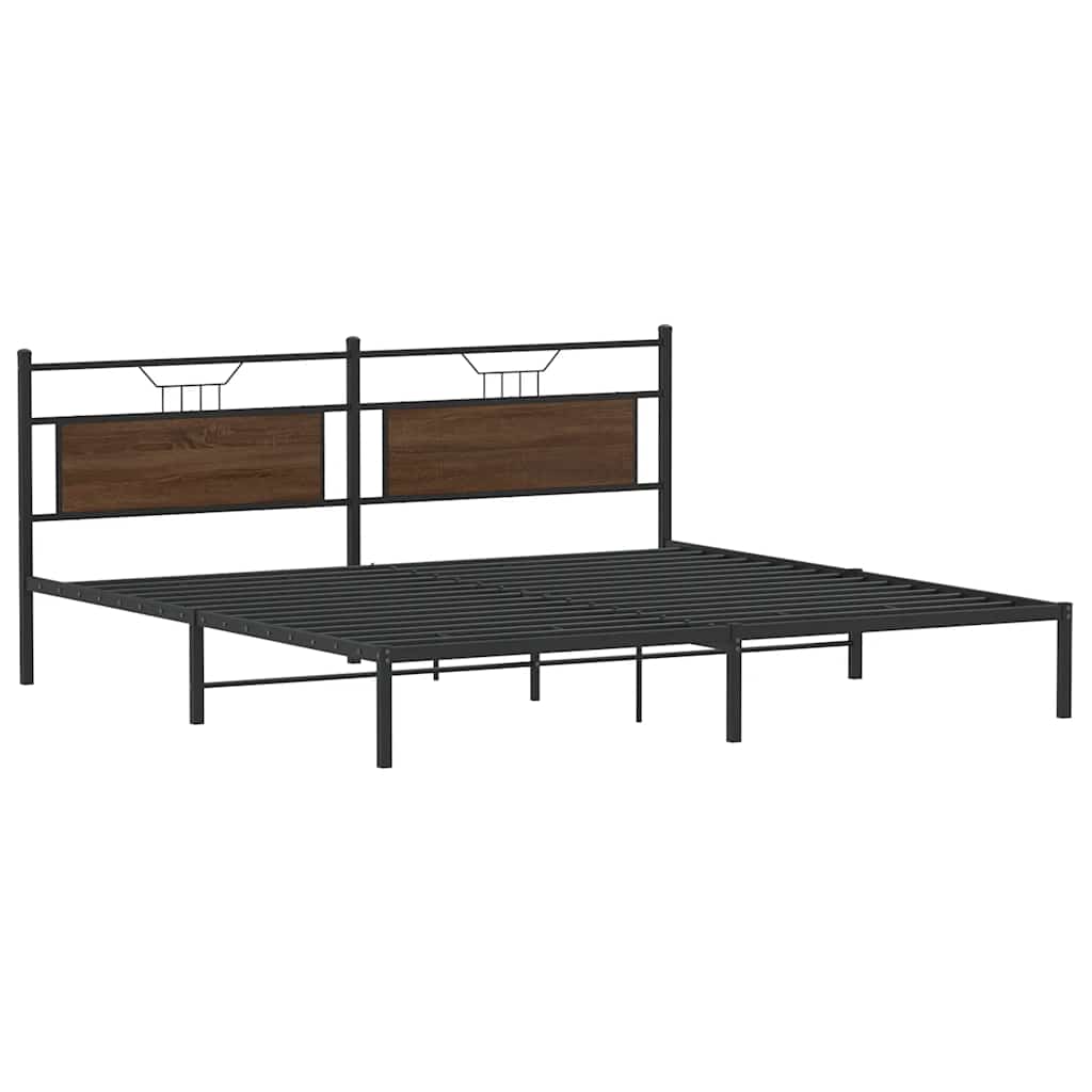 Vidaxl bedframe zonder matras 200x200 cm spaanplaat bruin eikenkleurig