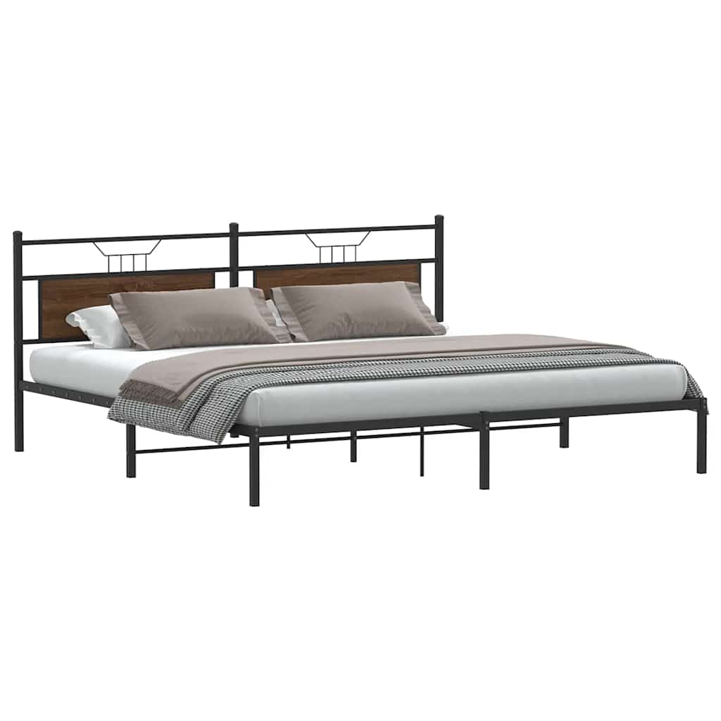 Vidaxl bedframe zonder matras 200x200 cm spaanplaat bruin eikenkleurig