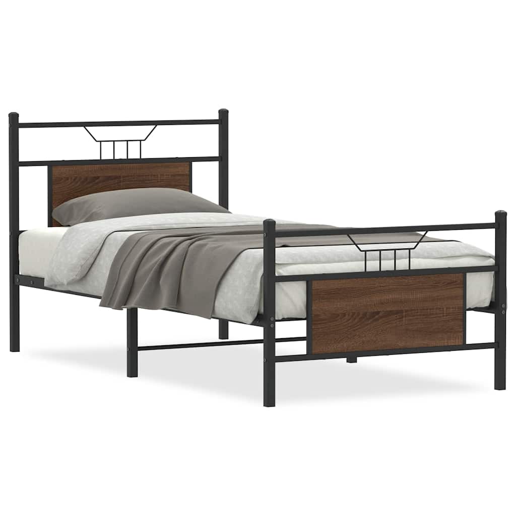 Vidaxl bedframe zonder matras bewerkt hout bruin eikenkleur 75x190 cm