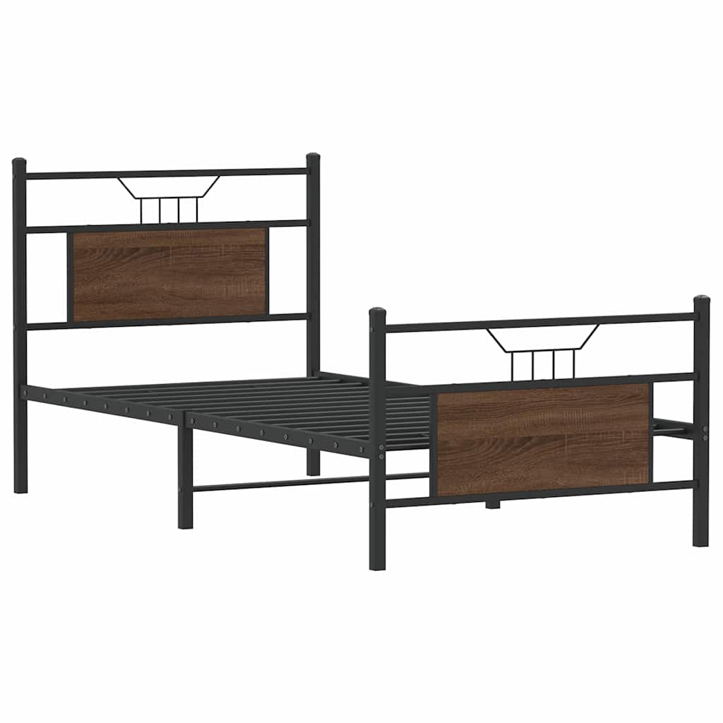 Vidaxl bedframe zonder matras bewerkt hout bruin eikenkleur 75x190 cm