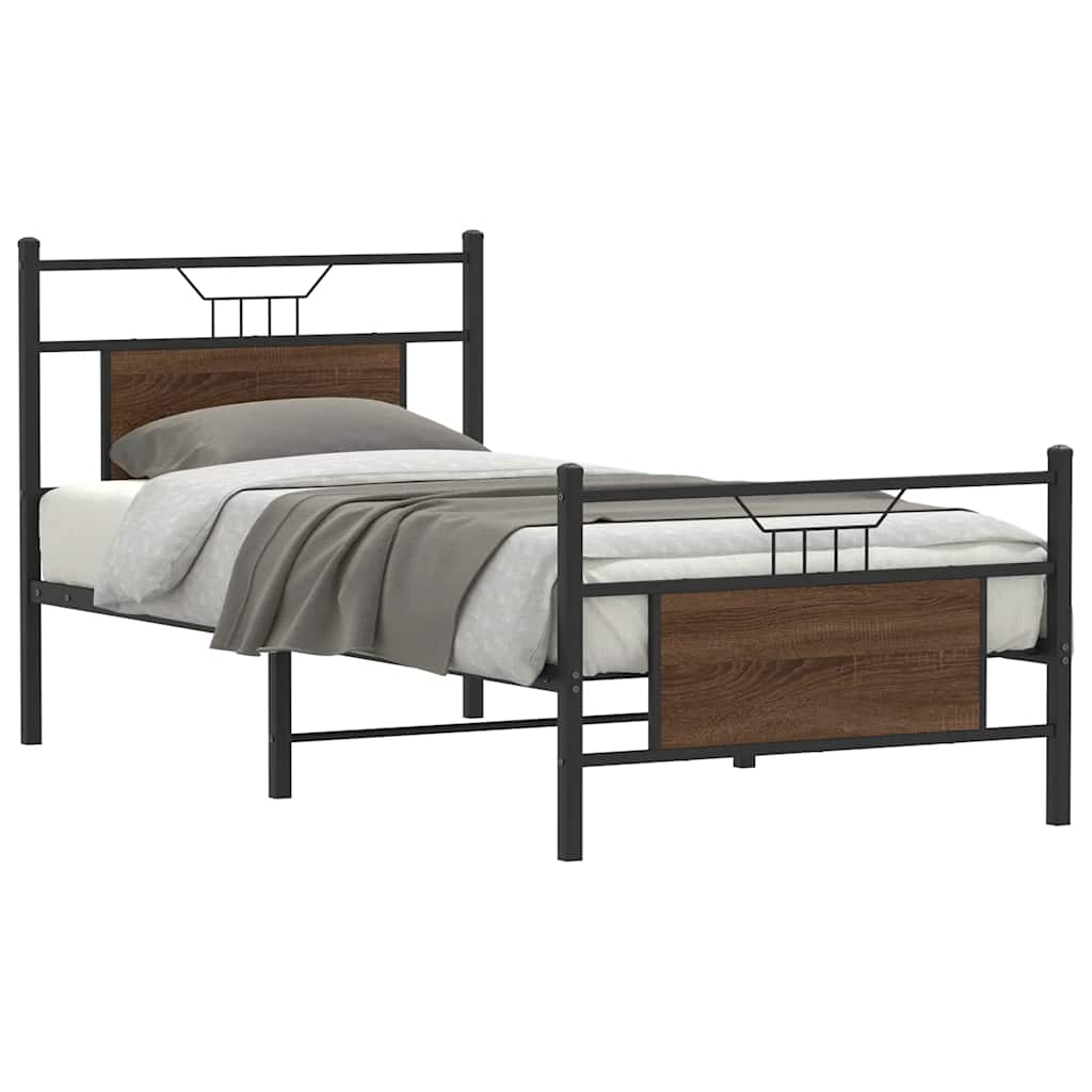 Vidaxl bedframe zonder matras bewerkt hout bruin eikenkleur 75x190 cm