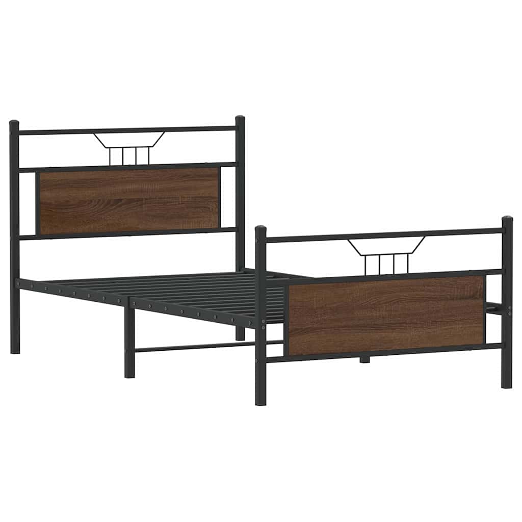 Vidaxl bedframe zonder matras bewerkt hout bruin eikenkleur 100x190 cm