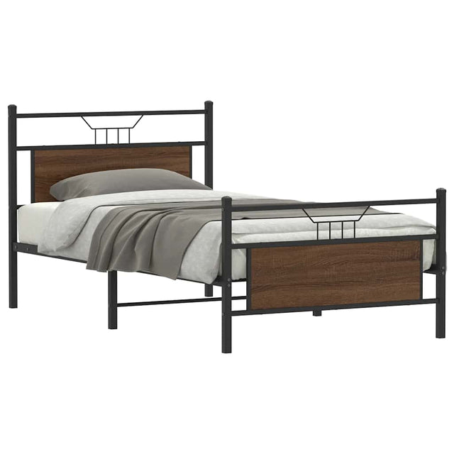 Vidaxl bedframe zonder matras bewerkt hout bruin eikenkleur 100x200 cm