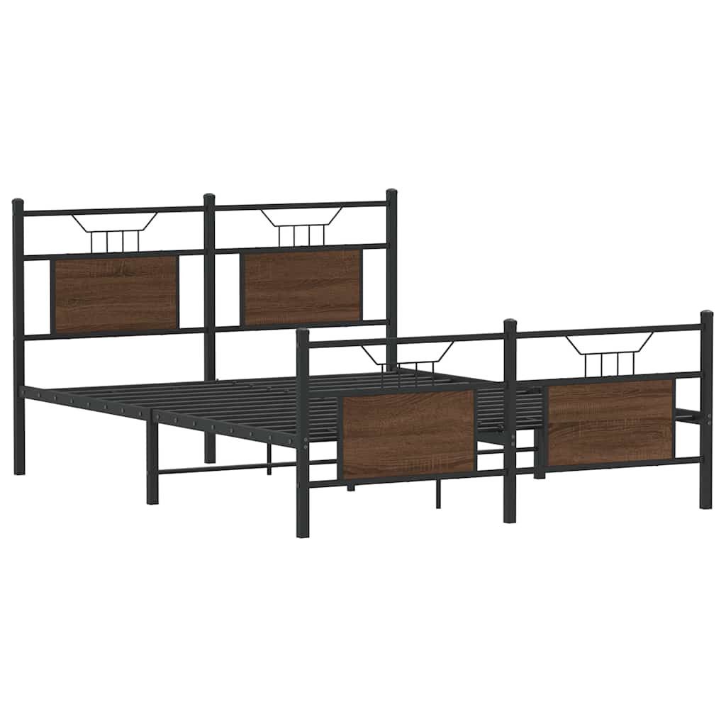 Vidaxl bedframe zonder matras bewerkt hout bruin eikenkleur 137x190 cm