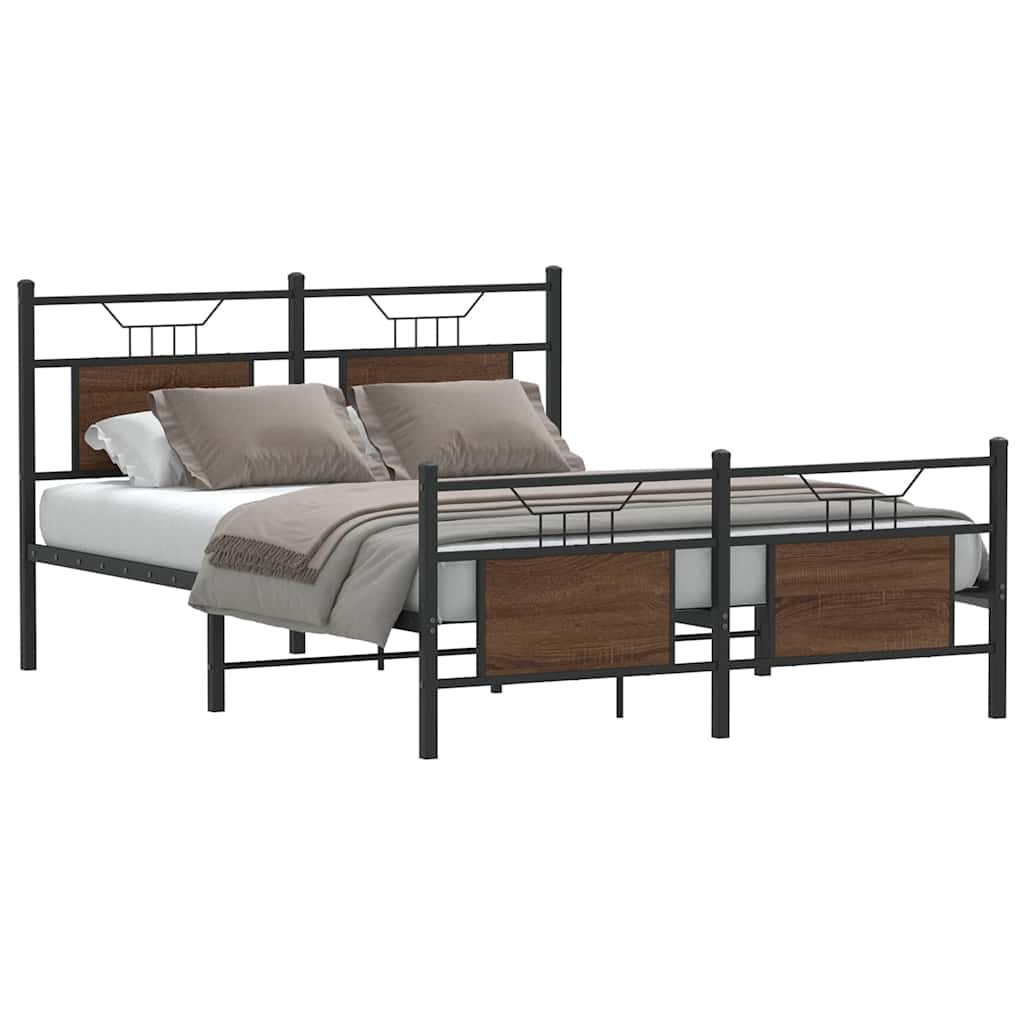 Vidaxl bedframe zonder matras bewerkt hout bruin eikenkleur 137x190 cm