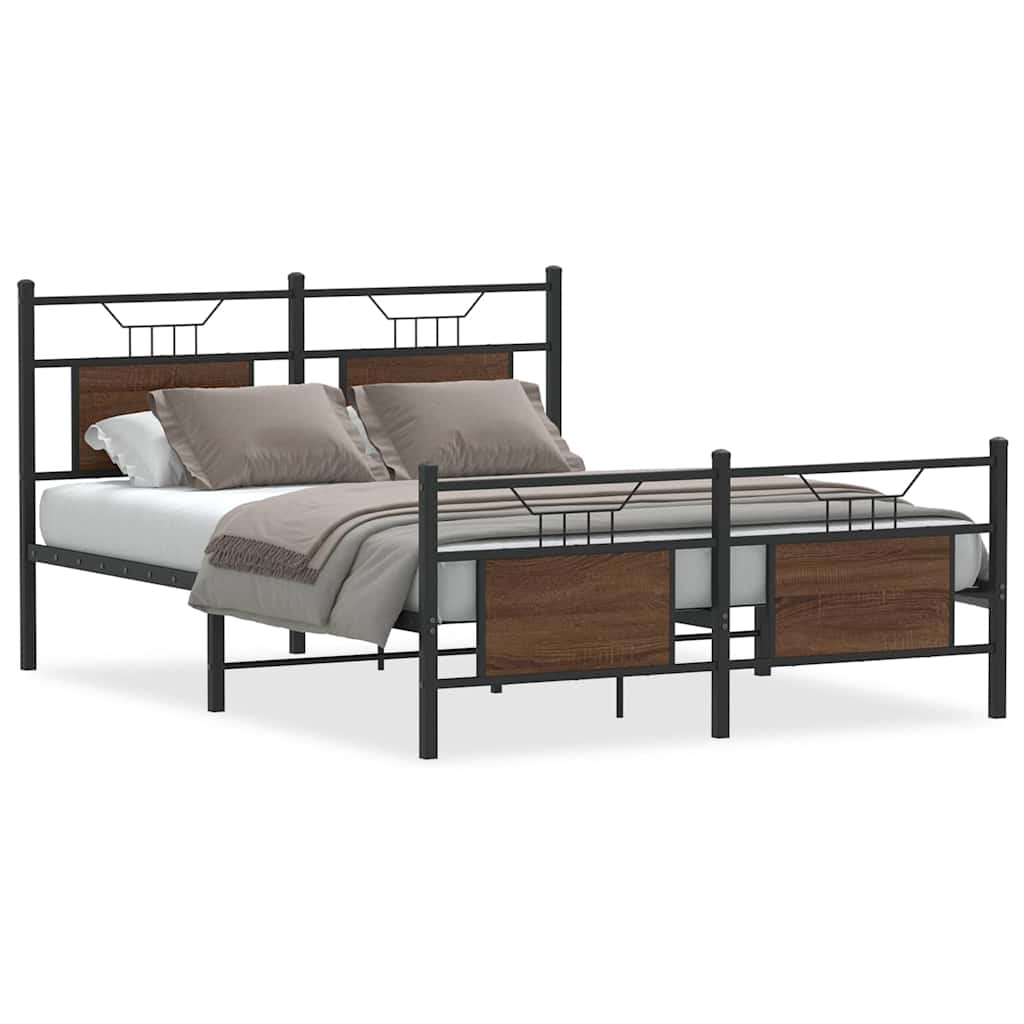 Vidaxl bedframe zonder matras bewerkt hout bruin eikenkleur 140x190 cm