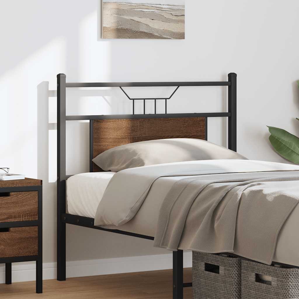 Vidaxl vervangend hoofdbord 80 cm bewerkt hout en staal bruin eikenkleurig