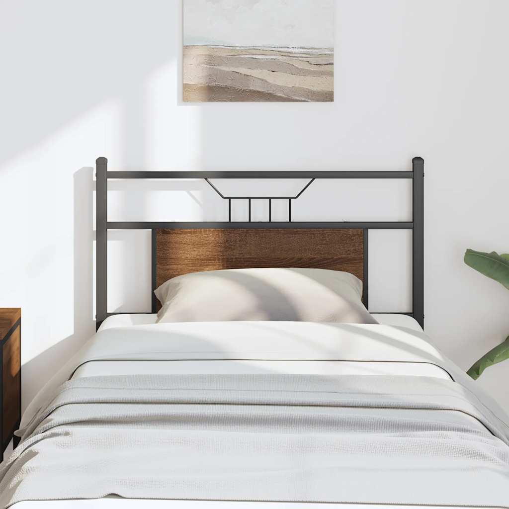 Vidaxl vervangend hoofdbord 80 cm bewerkt hout en staal bruin eikenkleurig