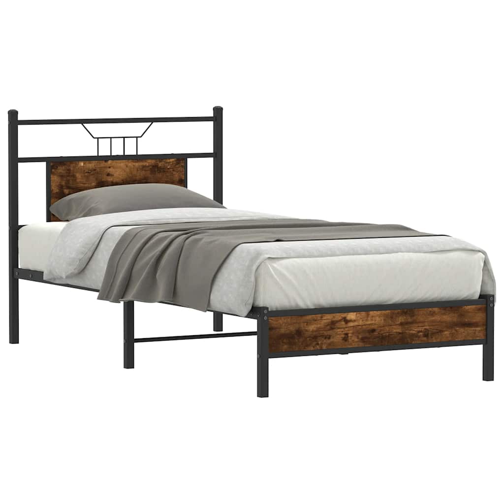 Vidaxl bedframe zonder matras hout gerookt eikenkleurig 75x190 cm