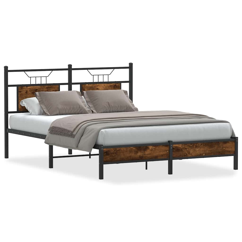 Vidaxl bedframe zonder matras hout gerookt eikenkleurig 137x190 cm