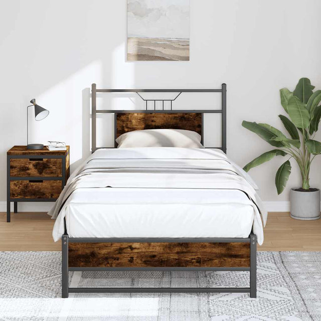 Vidaxl bedframe zonder matras hout gerookt eikenkleurig 75x190 cm