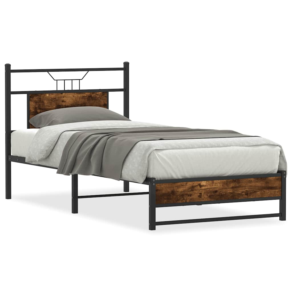 Vidaxl bedframe zonder matras hout gerookt eikenkleurig 90x200 cm