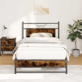 Vidaxl bedframe zonder matras spaanplaat gerookt eikenkleurig