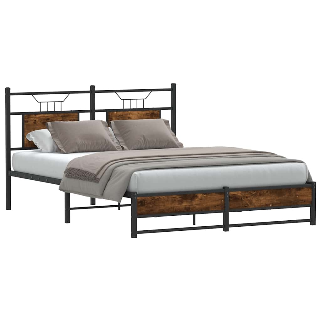 Vidaxl bedframe zonder matras hout gerookt eikenkleurig 150x200 cm
