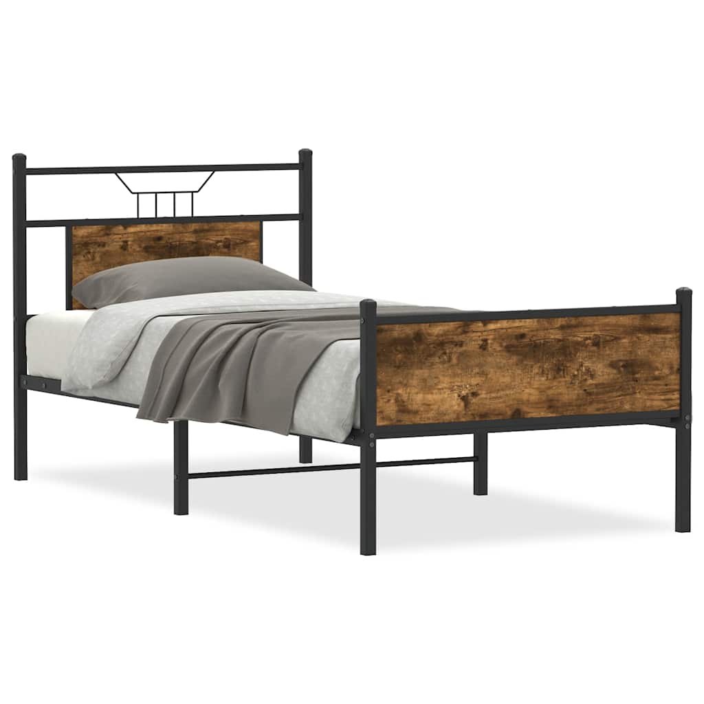 Vidaxl bedframe zonder matras hout gerookt eikenkleurig 90x190 cm