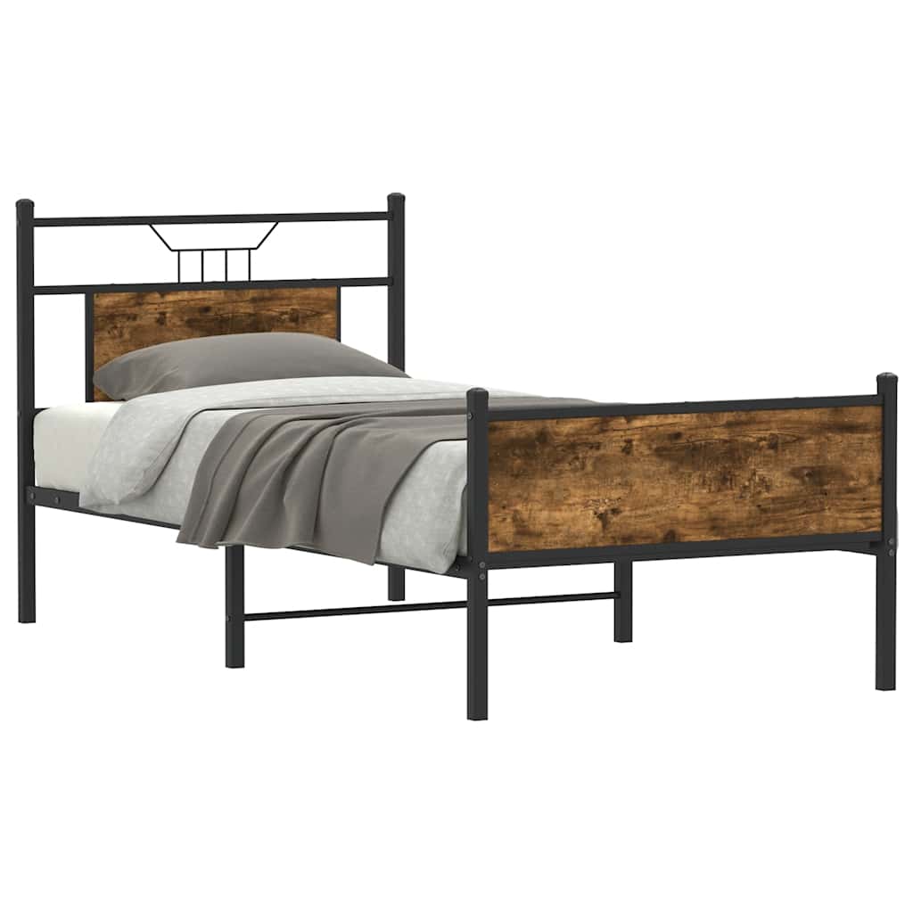Vidaxl bedframe zonder matras hout gerookt eikenkleurig 90x200 cm